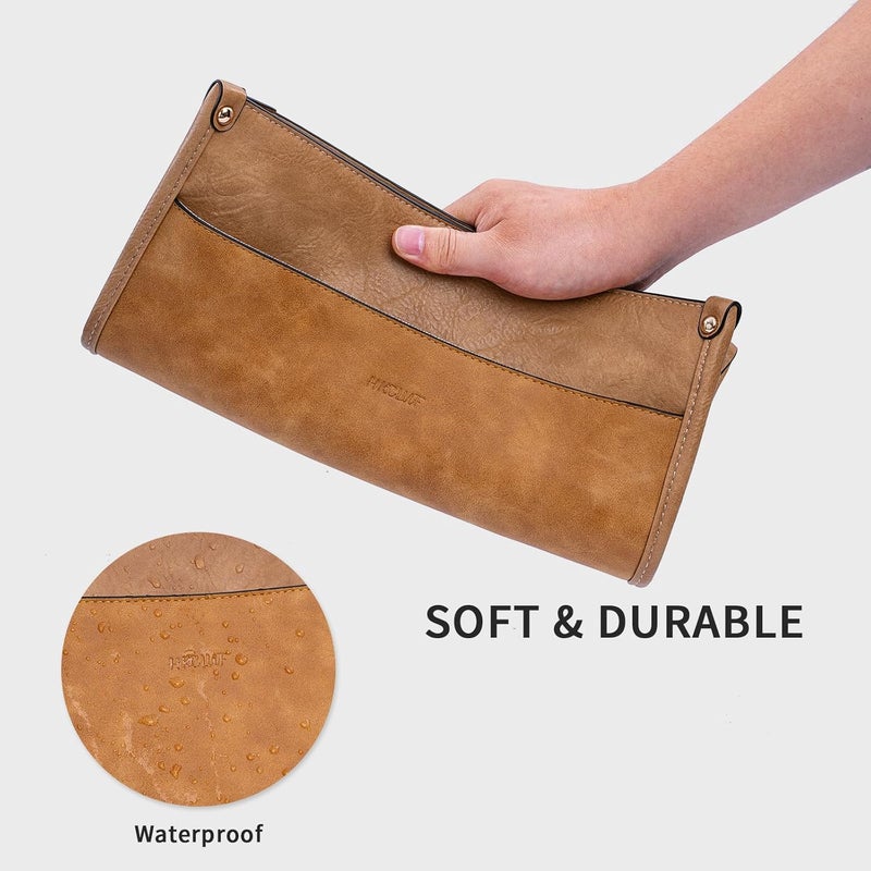 HKCLUF Crossbody Bags for Women Trendy Vegan Leather Hobo Handbags With 2PCS Adjustable Guitar Strap Shoulder Bucket Bags - Image 5